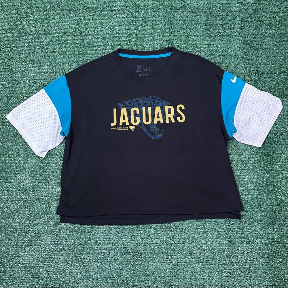 Women's Nike Black/White Jacksonville Jaguars  Tri-Blend Performance Cropped Top